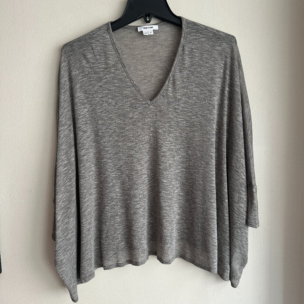 Helmut Lang grey V neck top. Well maintained. Size P.